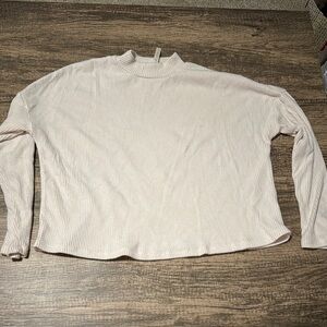 Cream Ribbed Women's Top